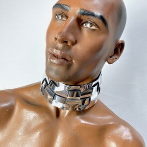 Chunky collar, cyborg neck piece, futuristic sturdy choker