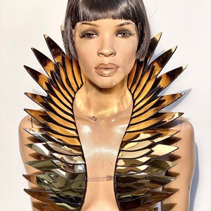 spike wing bolero for women , sci fi robot futuristic stole steampunk shrug cybergoth wrap armor fetish by divamp couture
