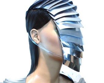 armadillo nautilus face mask, sci fi, cyber headpiece, armor mask