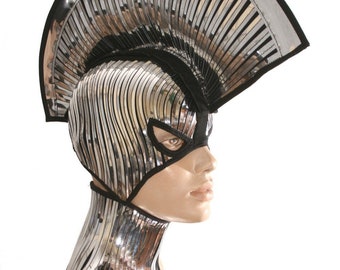Futuristic Spartan Mask with Mohawk – Cyberpunk Warrior Headdress