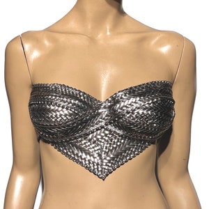 Biomech woven silver top,futuristic bustier, robot, cyber, out of space top image 1