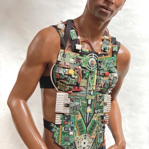 computer love chest plate, bust plate for men , futuristic cyberpunk image 4