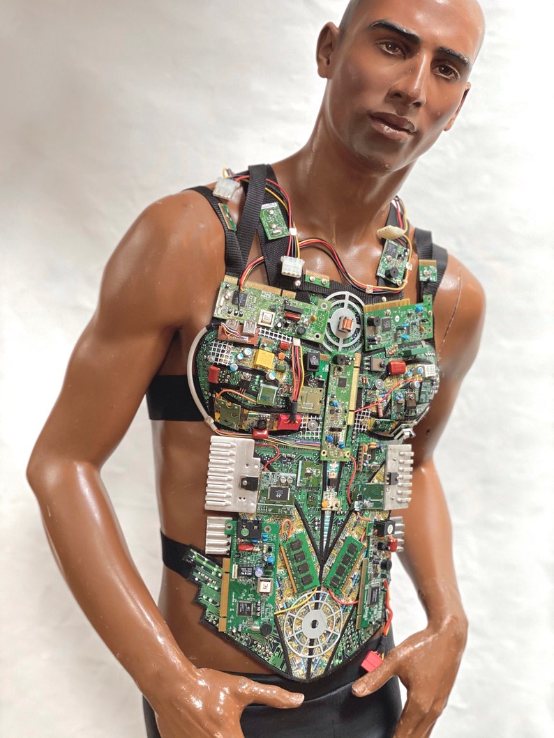 computer love chest plate, bust plate for men , futuristic cyberpunk image 4