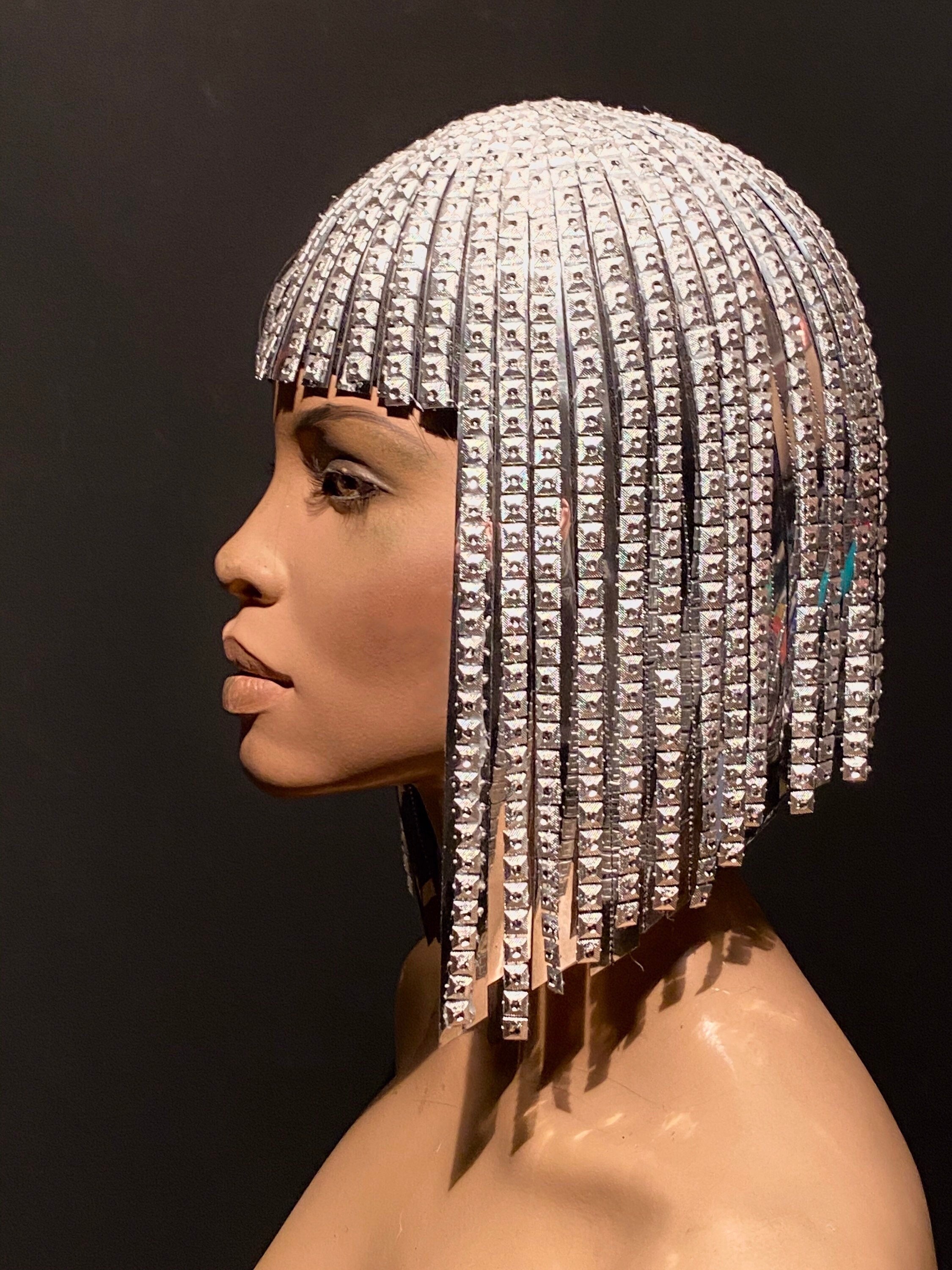 Diamond Silver WIG ,cleopatra Metallic Wig, Hairdress