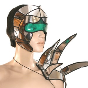 Multi option 80s futuristic Abraxis mask warrior headpiece armor sci fi futuristic cyber headdress powerranger 80s fashion divamp couture image 5