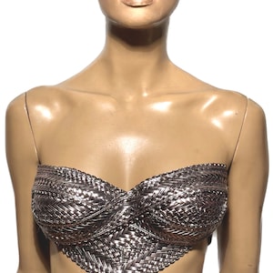 Biomech woven silver top,futuristic bustier, robot, cyber, out of space top image 5