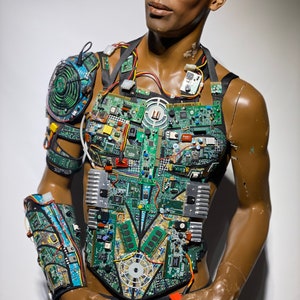 computer love chest plate, bust plate for men , futuristic cyberpunk image 7