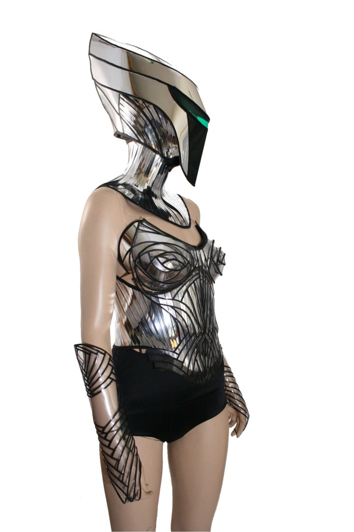 2 Piece Alien Cyborg Mask, Headpiece ,robot Armor ,sci Fi Futuristic ...