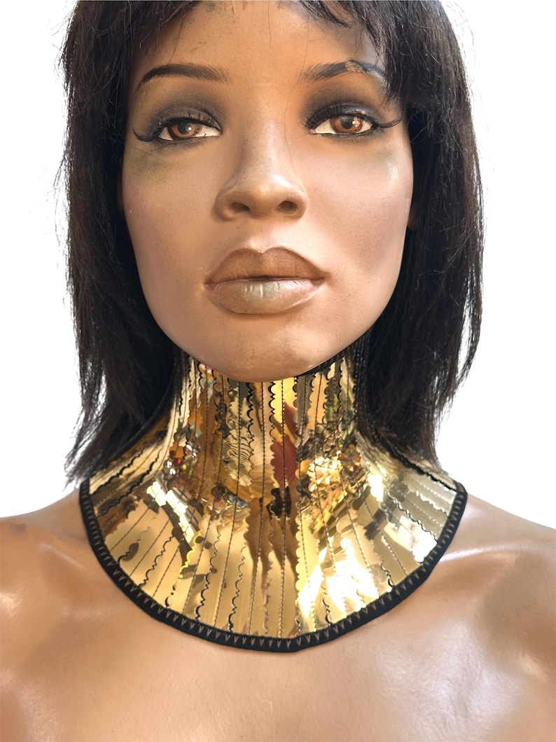 gouden halskraag, gothic choker steampunk cybergoth, Amerikaanse tarieven prepaid afbeelding 8