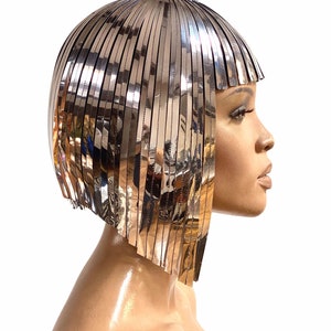 THE ORIGINAL Divamp Silver WIG ,Cleopatra metallic wig ,silver wig, hairdress ,egyptian wig, bob wig ,hairpiece, headpiece, futuristic