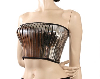 Chrome Armor Top, Cyber Goth Underbust Cincher, Divamp Couture Cosplay