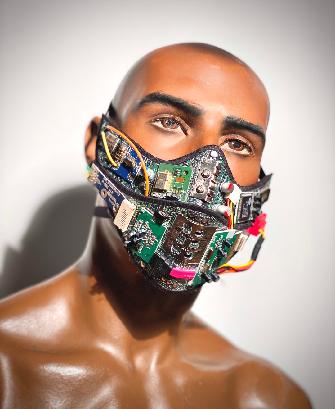 Computer Love Futuristic Facemask, Upcycled Mouth Mask, Cicuits, Mad ...
