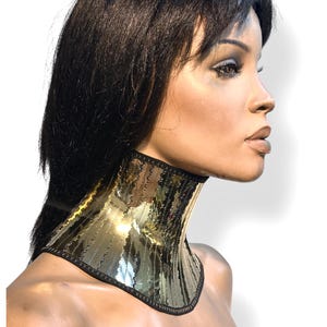 gouden halskraag, gothic choker steampunk cybergoth, Amerikaanse tarieven prepaid afbeelding 7