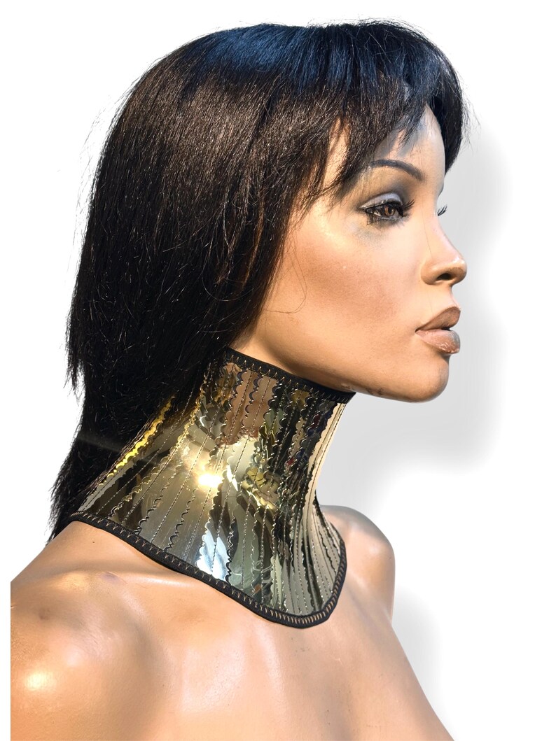 gouden halskraag, gothic choker steampunk cybergoth, Amerikaanse tarieven prepaid afbeelding 7