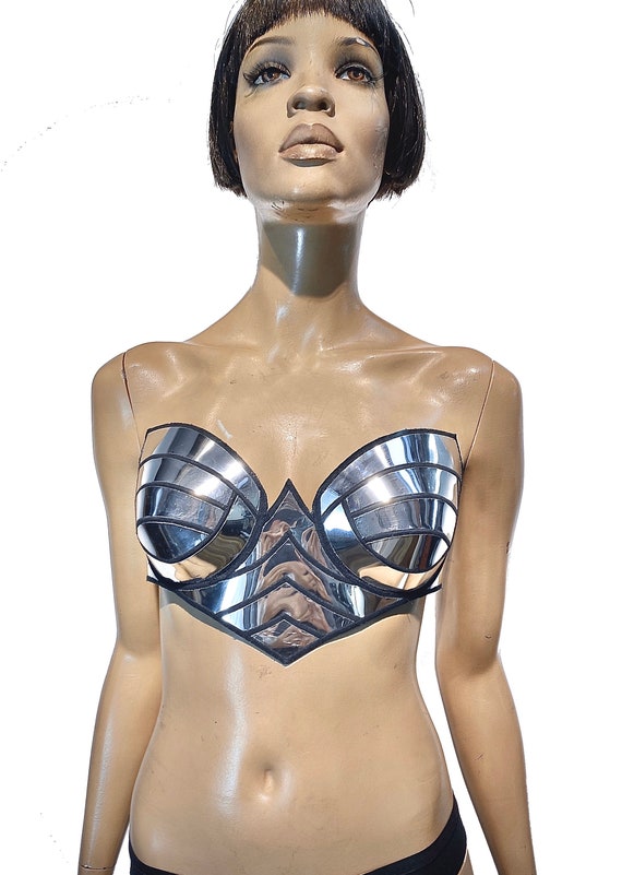 Sun Goddess Bustier Bra in Chrome, Futuristic Metallic Top, Burlesque Rave  Mirror Chrome Top, Cyberpunk Bustier -  Canada