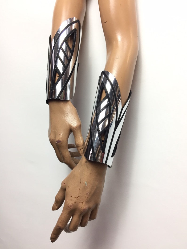 Pair of Gauntlets Metallic Cuffs chrome Bracers divamp Etsy