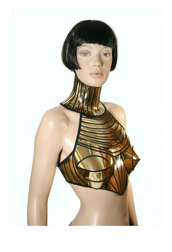 Chrome Halter Top, Futuristic Cyberpunk Costume, Burning Man Outfit