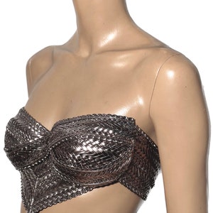 Biomech woven silver top,futuristic bustier, robot, cyber, out of space top image 3