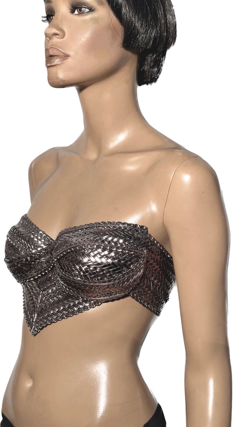 Biomech woven silver top,futuristic bustier, robot, cyber, out of space top image 3