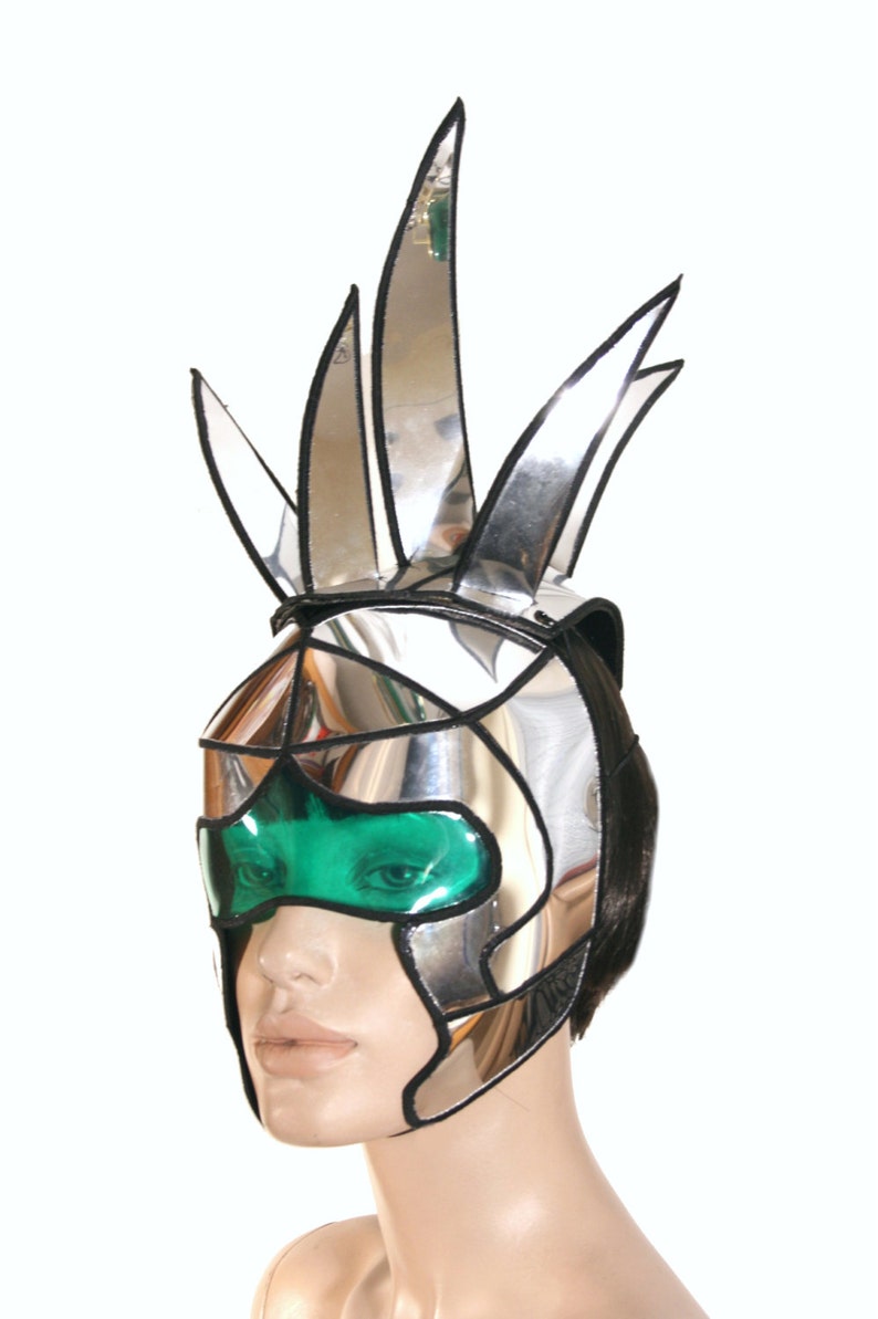 Multi option 80s futuristic Abraxis mask warrior headpiece armor sci fi futuristic cyber headdress powerranger 80s fashion divamp couture image 4