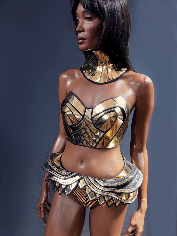 Bustier egipcio mujer maravilla futurista top antiguo traje de ciencia ficcion sujetador rave steampunk ropa futurista sujetador de fusion Etsy Espana