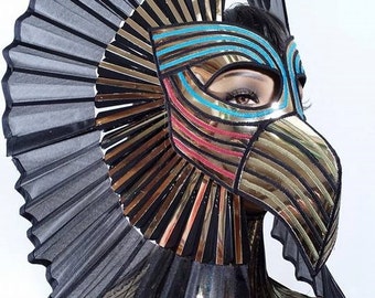 Horus god of heaven, Egyptian ancient gold mask, falcon face mask