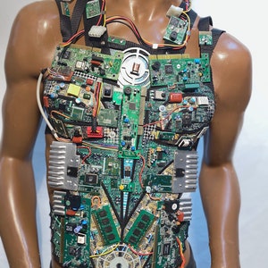 computer love chest plate, bust plate for men , futuristic cyberpunk image 2