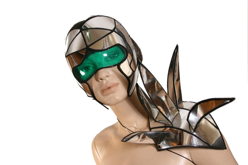 Multi option 80s futuristic Abraxis mask warrior headpiece armor sci fi futuristic cyber headdress powerranger 80s fashion divamp couture image 1