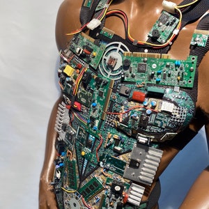computer love chest plate, bust plate for men , futuristic cyberpunk image 3