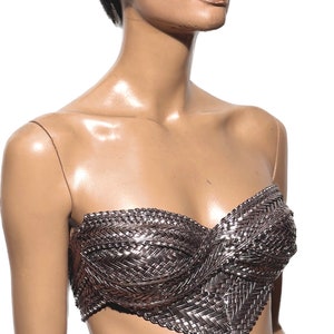 Biomech woven silver top,futuristic bustier, robot, cyber, out of space top image 2