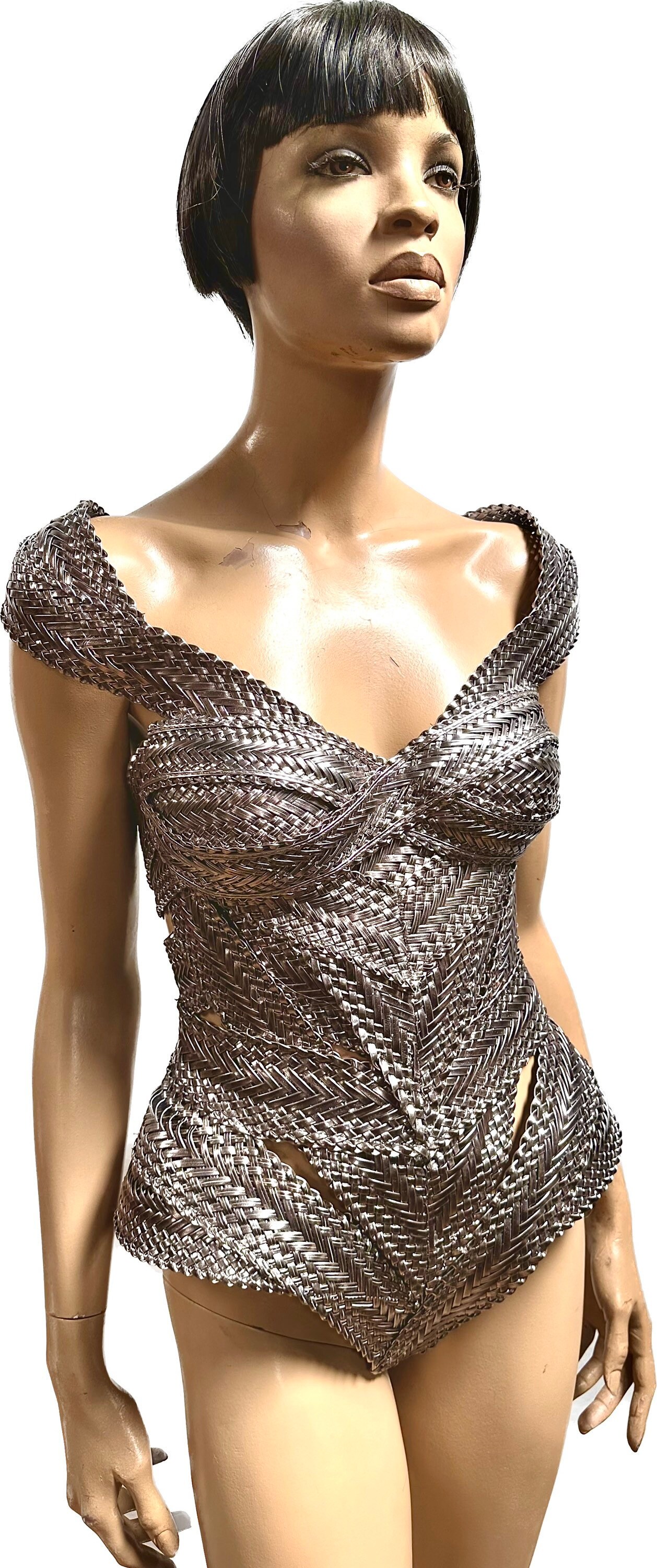 Biomech Woven Silver Corset, Bodysuit, Robot, Cyber, Out of Space