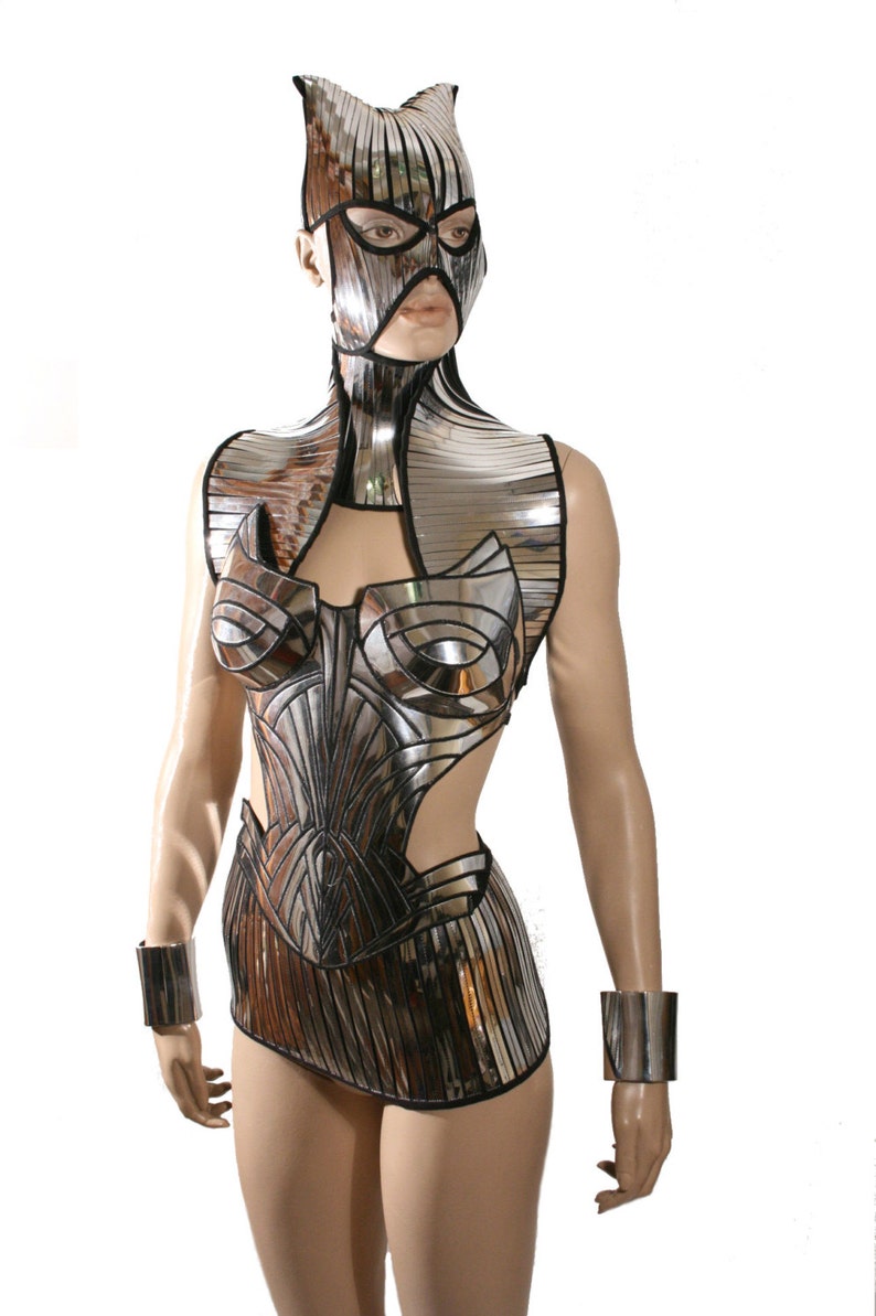 baphomet catwoman fetish masker krijger hoofddeksel armor sci fi futuristische steampunk cyber hoofdtooi cybergoth image 2