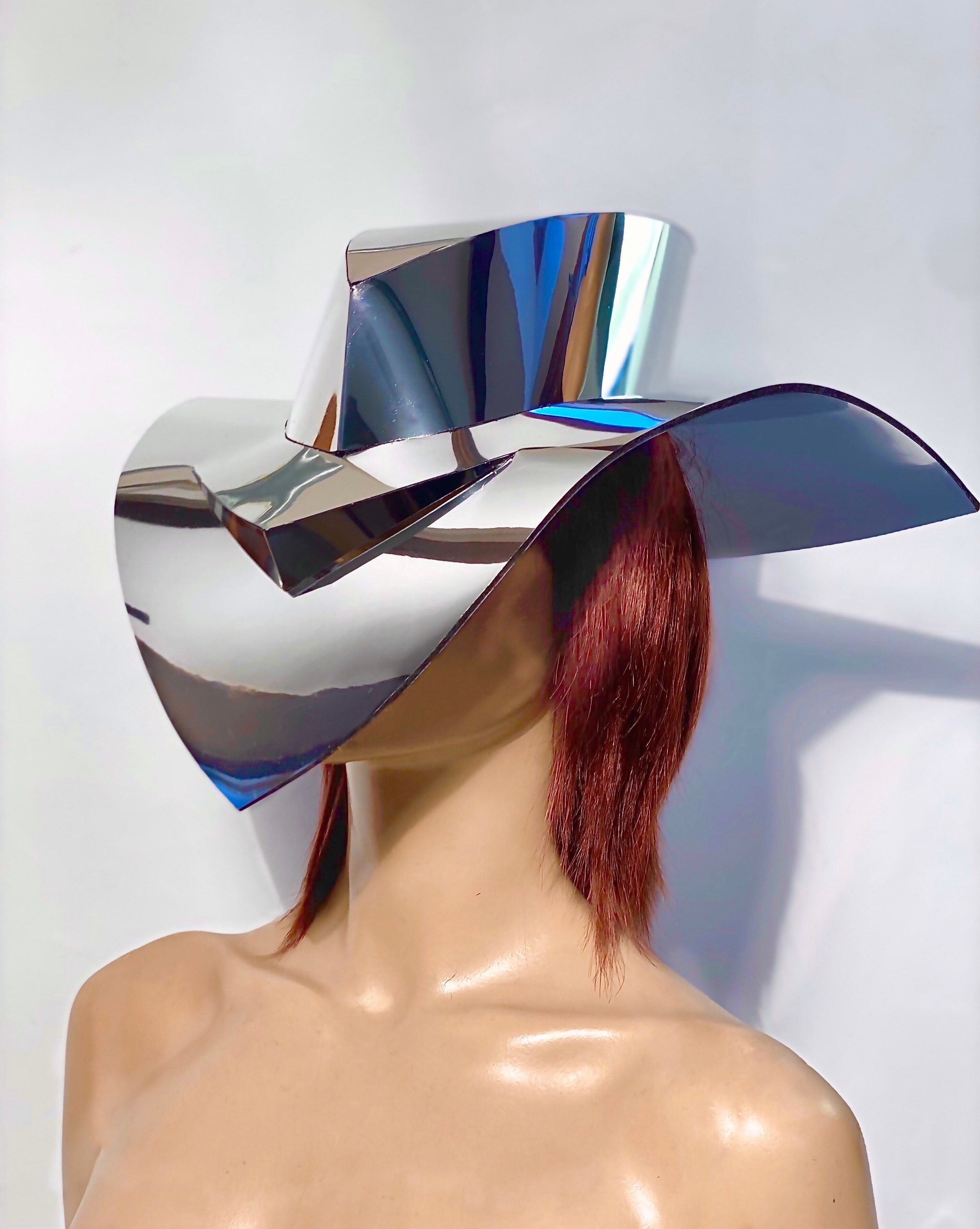 Space musketeer hat, big brim, futuristic fedora, built in visor