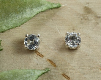 White Topaz Earrings; Genuine Untreated Brazil Topaz