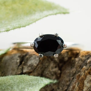 Black Spinel Ring, Natural Untreated Thailand Black Spinel