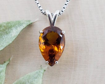 Madeira Citrine Pendant; Natural Untreated Brazil Citrine; 5.005cts