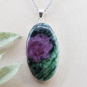 Ruby Zoisite Pendant; Natural Untreated Tanzania Anyolite; 41x23mm