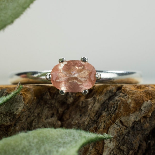 Oregon Sunstone Ring; Natural Untreated USA Sunstone