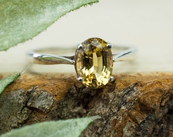 Anillo de topacio imperial, topacio brasileño genuino sin tratar; 1.370cts