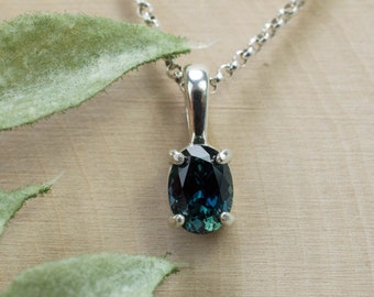 Teal Sapphire Pendant; Genuine Untreated Tanzania Parti Sapphire; 1.415cts