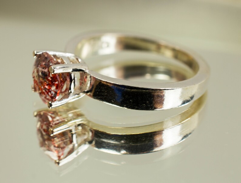 Hematite Quartz Sterling Silver Ring; Genuine Untreated Quartz