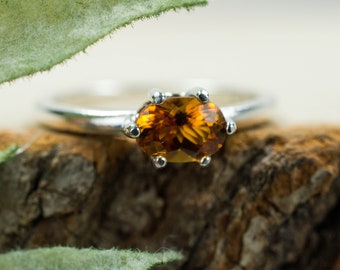 Honey Tourmaline Ring; Natural Untreated Mozambique Tourmaline