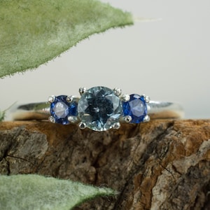 Montana Sapphire and Ceylon Sapphire Ring, Genuine Untreated USA and Sri Lanka Sapphires