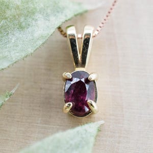May include: A gold pendant necklace featuring an oval, deep red gemstone. The pendant is suspended from a delicate gold chain. The gemstone is set in a gold bezel setting, and the pendant has a simple, elegant design.