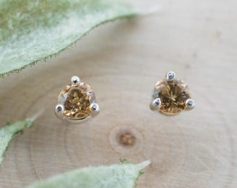 Imperial Topaz Earrings; Natural Untreated Brazil Topaz; 0.520cts