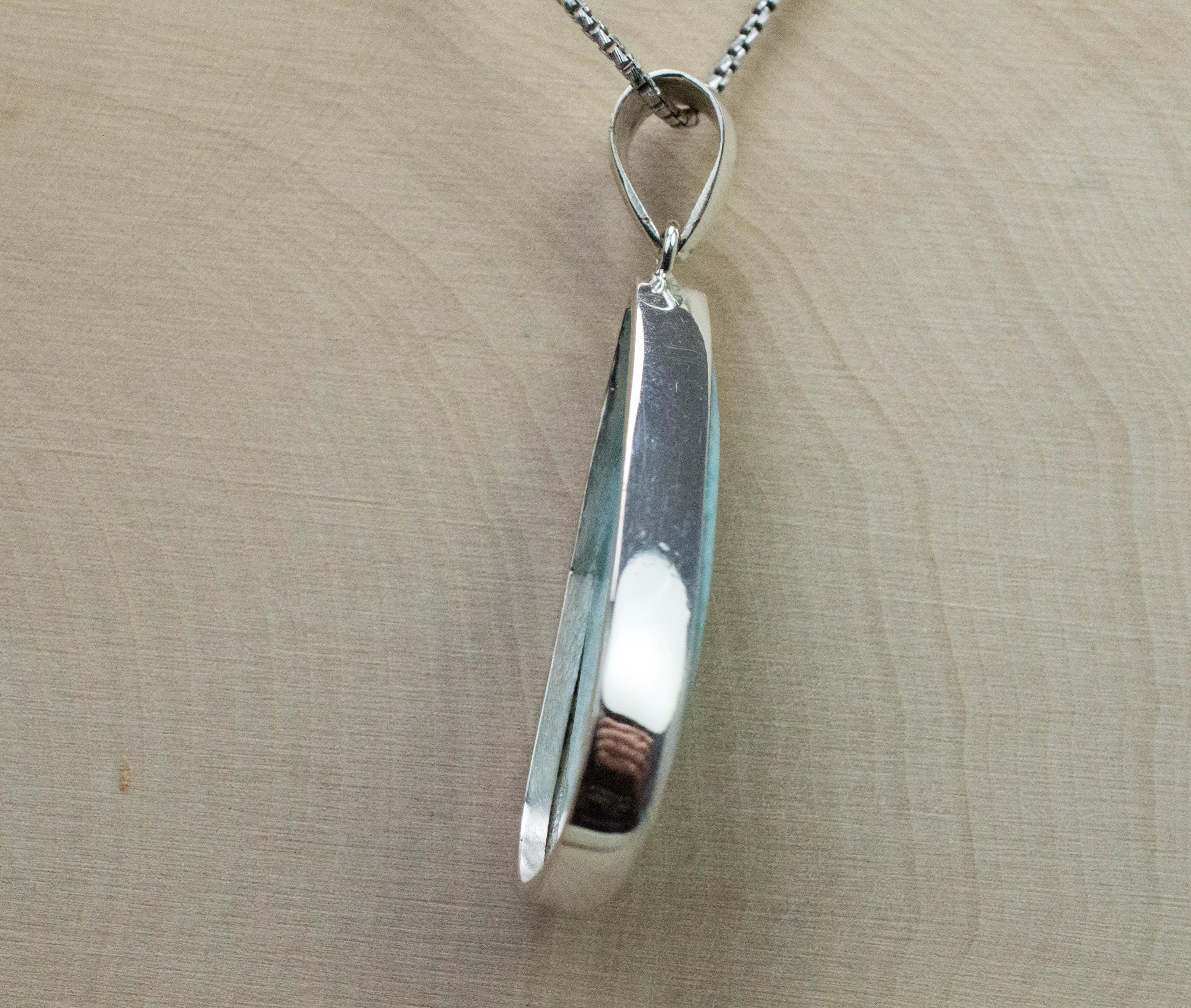 ラリマーペンダント、天然未処理ドミニカ共和国ラリマー、38 x 22 mm 