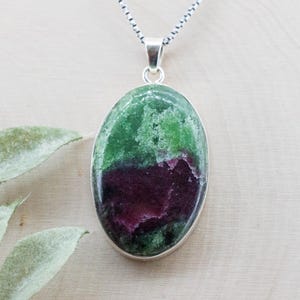 Ruby Zoisite Pendant; Natural Untreated Tanzania Anyolite; 35x23mm