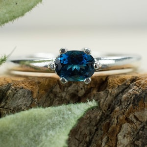 Indicolite Tourmaline Ring, Genuine Untreated Afghanistan Tourmaline