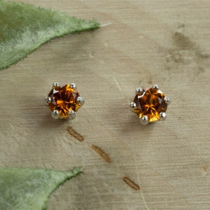 Orange Sapphire Earrings, Natural Thailand Sapphire