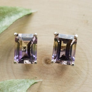 Ametrine Earrings; Natural Untreated Bolivian Ametrine; 3.170cts